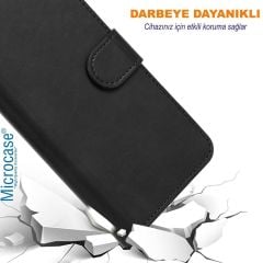 Microcase Samsung S25 Darbeye Dayanıklı Cüzdanlı ve Standlı Kapaklı Deri Kılıf Siyah AL4232