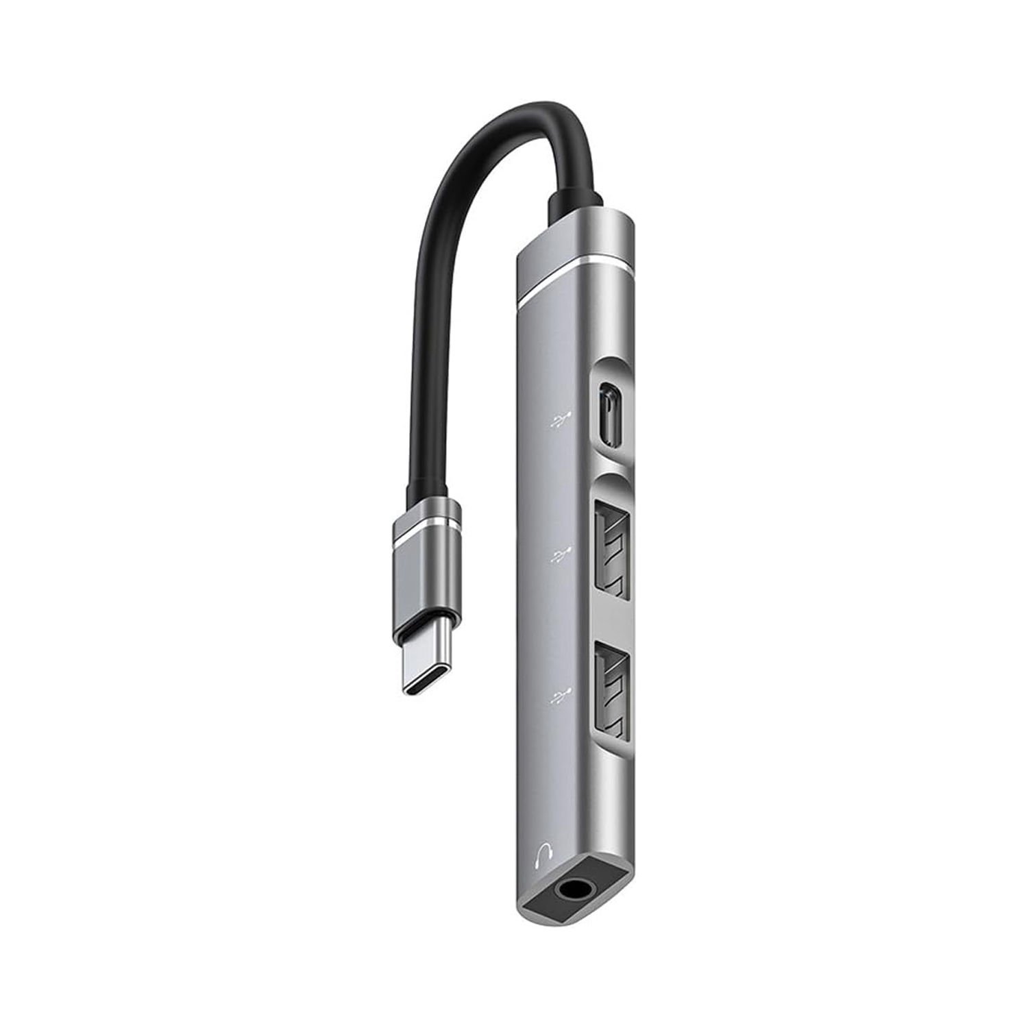 Microcase Type C + Çift Usb + 3.5mm Jack Girişli 4in1 Port Çoğaltıcı Hub Adaptör - AL4612