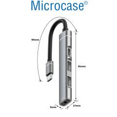 Microcase Type C + Çift Usb + 3.5mm Jack Girişli 4in1 Port Çoğaltıcı Hub Adaptör - AL4612