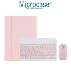 Microcase Xiaomi Redmi Pad Se 11 inch ile uyumlu Bluetooth Klavye ve Mouse + Standlı Kılıf - BKK6 Pembe