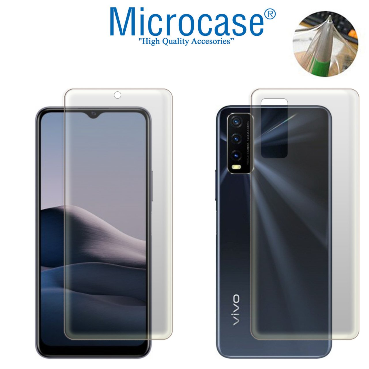 Microcase Vivo Y20 Full Ön Arka Kaplama TPU Soft Koruma Filmi