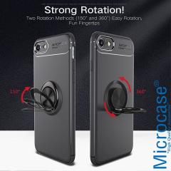 Microcase iPhone7 Focus Serisi Yüzük Standlı Silikon Kılıf - Siyah