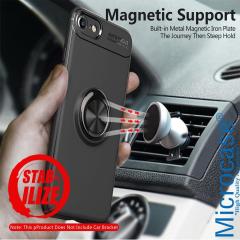 Microcase iPhone7 Focus Serisi Yüzük Standlı Silikon Kılıf - Siyah