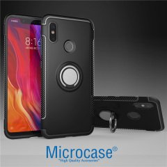 Microcase Xiaomi Mi 8 SE Yüzük Standlı Armor Silikon Kılıf + CAM