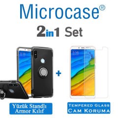 Xiaomi Redmi Note 5 Yüzük Standlı Armor Silikon Kılıf + CAM