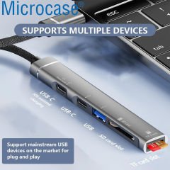Microcase 5in1 USB 3.0 Type-C to SD-TF Kart Okuyuculu USB Çevirici Çoğaltıcı Hub - AL4613