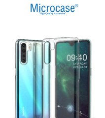 Microcase Oppo A91 0.2 mm İnce Soft Silikon Kılıf - Şeffaf + Tempered Glass Cam Koruma