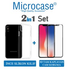 Microcase iPhone X İnce Soft Silikon Kılıf + 3D Curved Cam Siyah