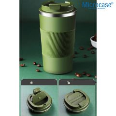 Microcase 304 Paslanmaz Çelik 500 Ml Kaydırmaz Lastikli Termos Bardak Mug - AL5027