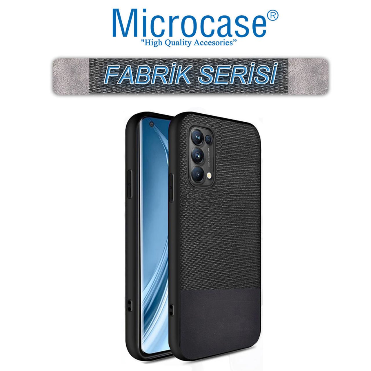 Microcase Oppo Reno 5 (5G) Fabrik Serisi Kumaş ve Deri Desen Kılıf (SEÇENEKLİ)