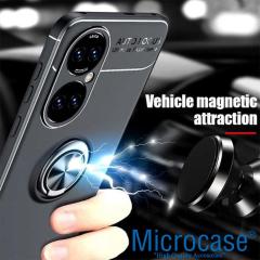 Microcase Huawei P50 Pro Focus Serisi Yüzük Standlı Silikon Kılıf - Siyah