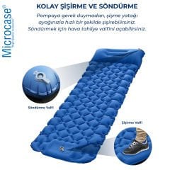 Microcase Su Geçirmez Pompasız Ayakla Şişen Tek Kişilik Katlanabilir Şişme Outdoor Kamp Yatağı AL4525