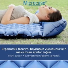 Microcase Su Geçirmez Pompasız Ayakla Şişen Tek Kişilik Katlanabilir Şişme Outdoor Kamp Yatağı AL4525