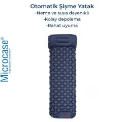 Microcase Su Geçirmez Pompasız Ayakla Şişen Tek Kişilik Katlanabilir Şişme Outdoor Kamp Yatağı AL4525