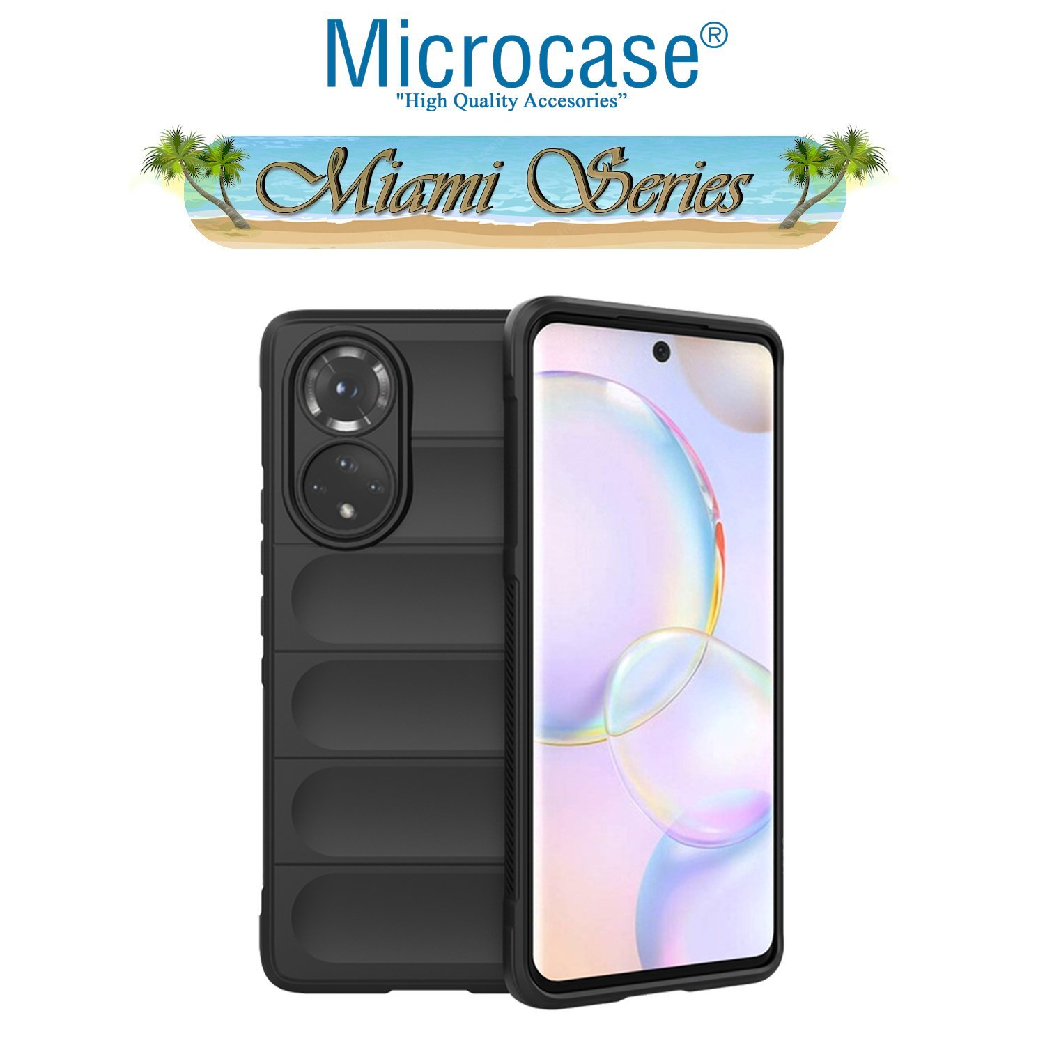 Microcase Huawei Nova 9 Pro Miami Serisi Darbeye Dayanıklı Silikon Kılıf - Siyah