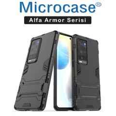 Microcase Vivo X60 Pro Plus Alfa Armor Standlı Perfect Koruma Kılıf - Siyah