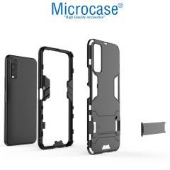 Microcase Vivo Y20S Alfa Armor Standlı Perfect Koruma Kılıf - Siyah