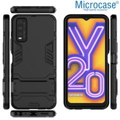 Microcase Vivo Y20S Alfa Armor Standlı Perfect Koruma Kılıf - Siyah