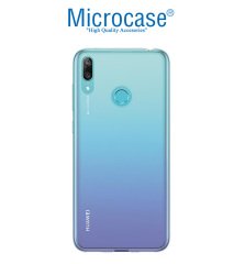 Microcase Huawei Y7 2019 0.2 mm İnce Soft Silikon Kılıf - Şeffaf + Tempered Glass Cam Koruma