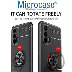 Microcase Realme GT 5G Focus Serisi Yüzük Standlı Silikon Kılıf - Siyah