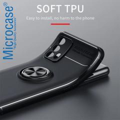 Microcase Realme GT 5G Focus Serisi Yüzük Standlı Silikon Kılıf - Siyah