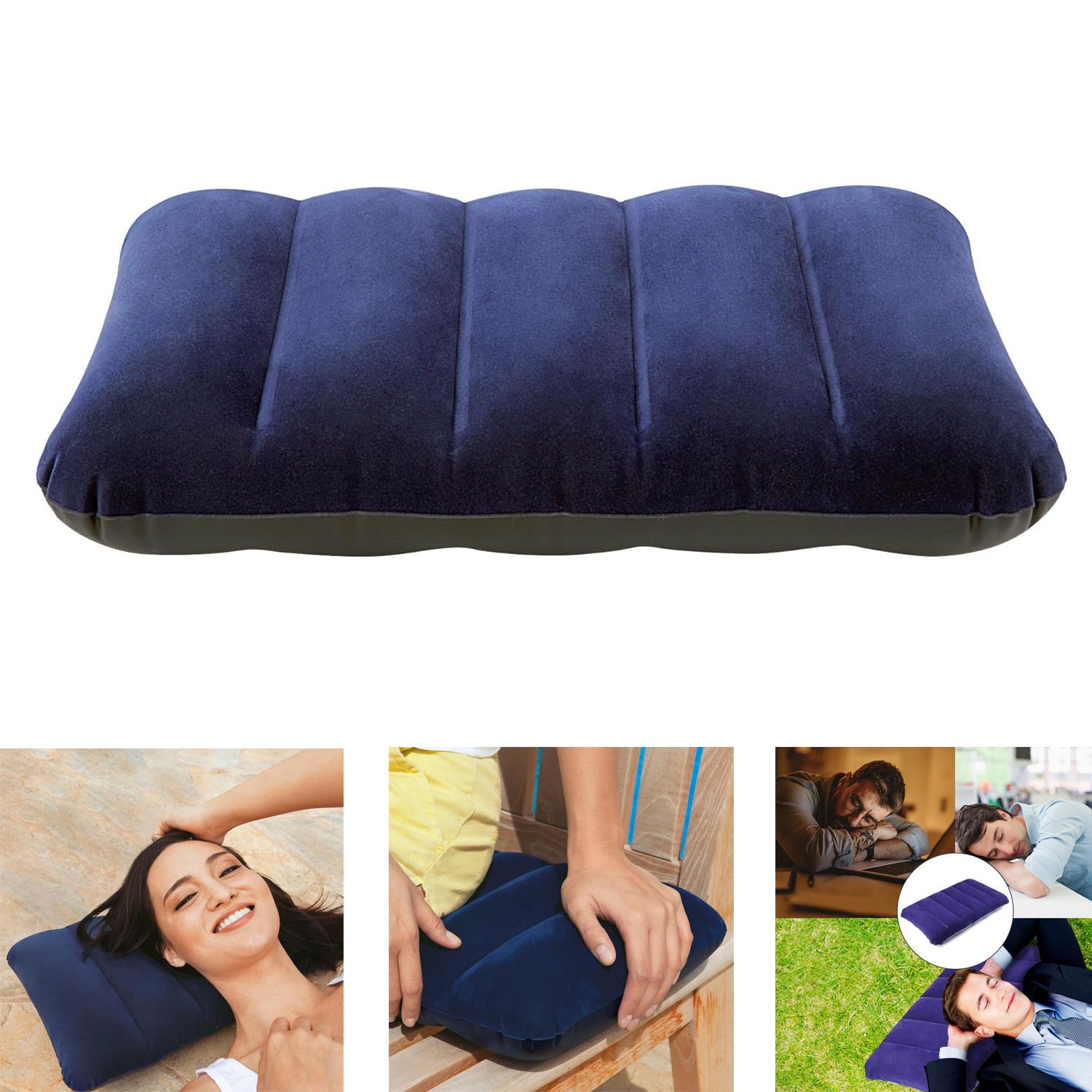 Microcase Kompakt ve Rahat Floklu Kumaş Şişme Kamp Çadır Seyahat Outdoor Yastık 43X28cm AL4523