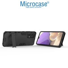 Microcase Samsung Galaxy A32 Alfa Armor Standlı Perfect Koruma Kılıf - Siyah