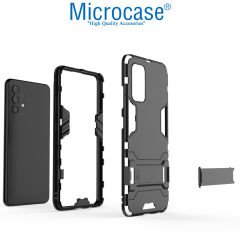 Microcase Samsung Galaxy A32 Alfa Armor Standlı Perfect Koruma Kılıf - Siyah