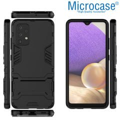 Microcase Samsung Galaxy A32 Alfa Armor Standlı Perfect Koruma Kılıf - Siyah