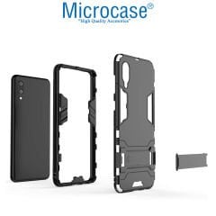 Microcase Samsung Galaxy A02 Alfa Armor Standlı Perfect Koruma Kılıf - Siyah