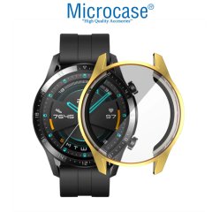 Microcase Huawei Watch GT2 46 mm Önü Kapalı Tasarım Silikon Kılıf - Gold