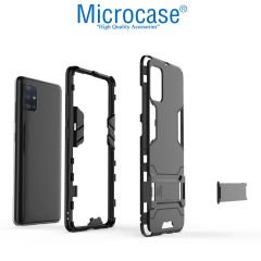 Microcase Samsung Galaxy A51 Alfa Armor Standlı Perfect Koruma Kılıf - Siyah