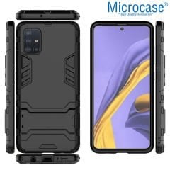 Microcase Samsung Galaxy A51 Alfa Armor Standlı Perfect Koruma Kılıf - Siyah