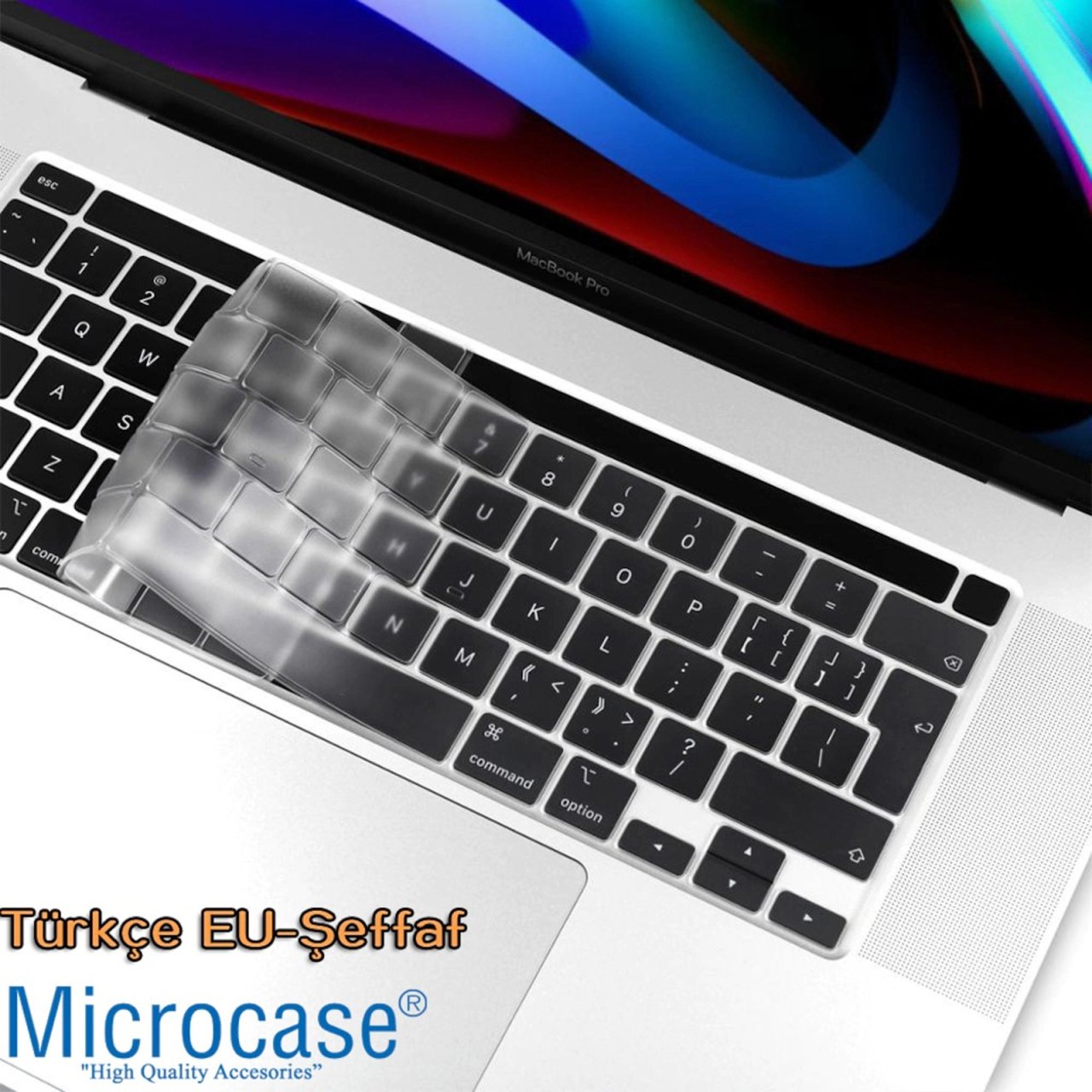 Macbook Pro 13 M1 Chip A2338 Silikon Klavye EU Türkçe - Şeffaf