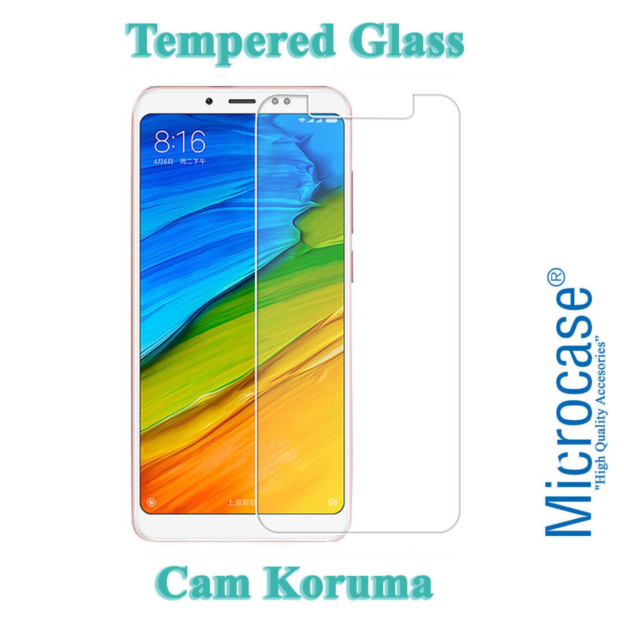 Microcase Xiaomi Redmi Note 5 Tempered Glass Cam Ekran Koruma
