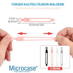 Microcase Yeniden Kullanılabilir Elastik Silikon Kablo Organizatörü Kablo Bağı Kablo Düzenleyici 4 Adet AL4476