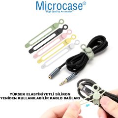 Microcase Yeniden Kullanılabilir Elastik Silikon Kablo Organizatörü Kablo Bağı Kablo Düzenleyici 4 Adet AL4476