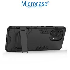 Microcase Xiaomi Mi 11 Lite Alfa Armor Standlı Perfect Koruma Kılıf - Siyah
