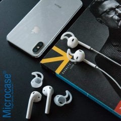 Microcase Airpod Kulaklık Kılıfı - Düşmeyi Önleyici Set Beyaz