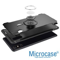 Microcase Xiaomi Mi 8 Yüzük Standlı Armor Kılıf + Araç Tutucu