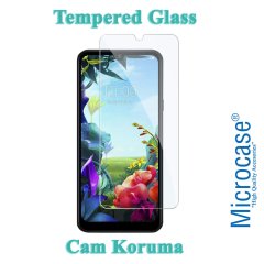 Microcase LG K40S 0.2 mm Ultra İnce Soft Silikon Kılıf - Şeffaf + Tempered Glass Cam Koruma