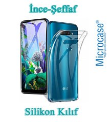Microcase LG K50S 0.2 mm Ultra İnce Soft Silikon Kılıf - Şeffaf + Tempered Glass Cam Koruma