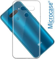 Microcase LG K50S 0.2 mm Ultra İnce Soft Silikon Kılıf - Şeffaf + Tempered Glass Cam Koruma
