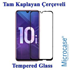 Huawei Honor 10i Tam Kaplayan Çerçeveli Tempered Cam - Siyah