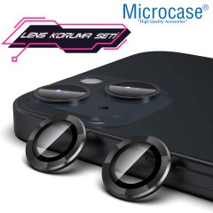 Microcase iPhone 13 Kamera Camı Lens Koruyucu Halka Set - Siyah