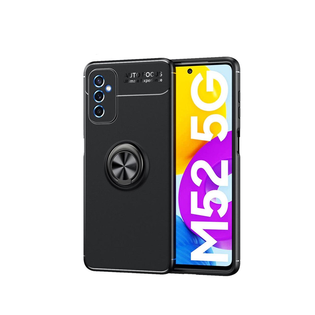 Microcase Samsung Galaxy M52 5G Focus Serisi Yüzüklü Kılıf -Siyah