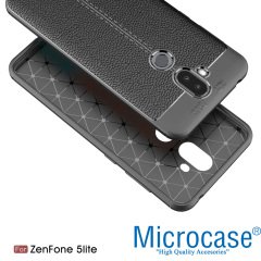 Microcase Zenfone 5 Lite ZC600KL Leather Tpu Silikon Kılıf+CAM