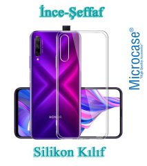 Microcase Huawei P Smart Pro 2019 0.2 mm Ultra İnce Soft Silikon Kılıf - Şeffaf + Tempered Glass Cam Koruma