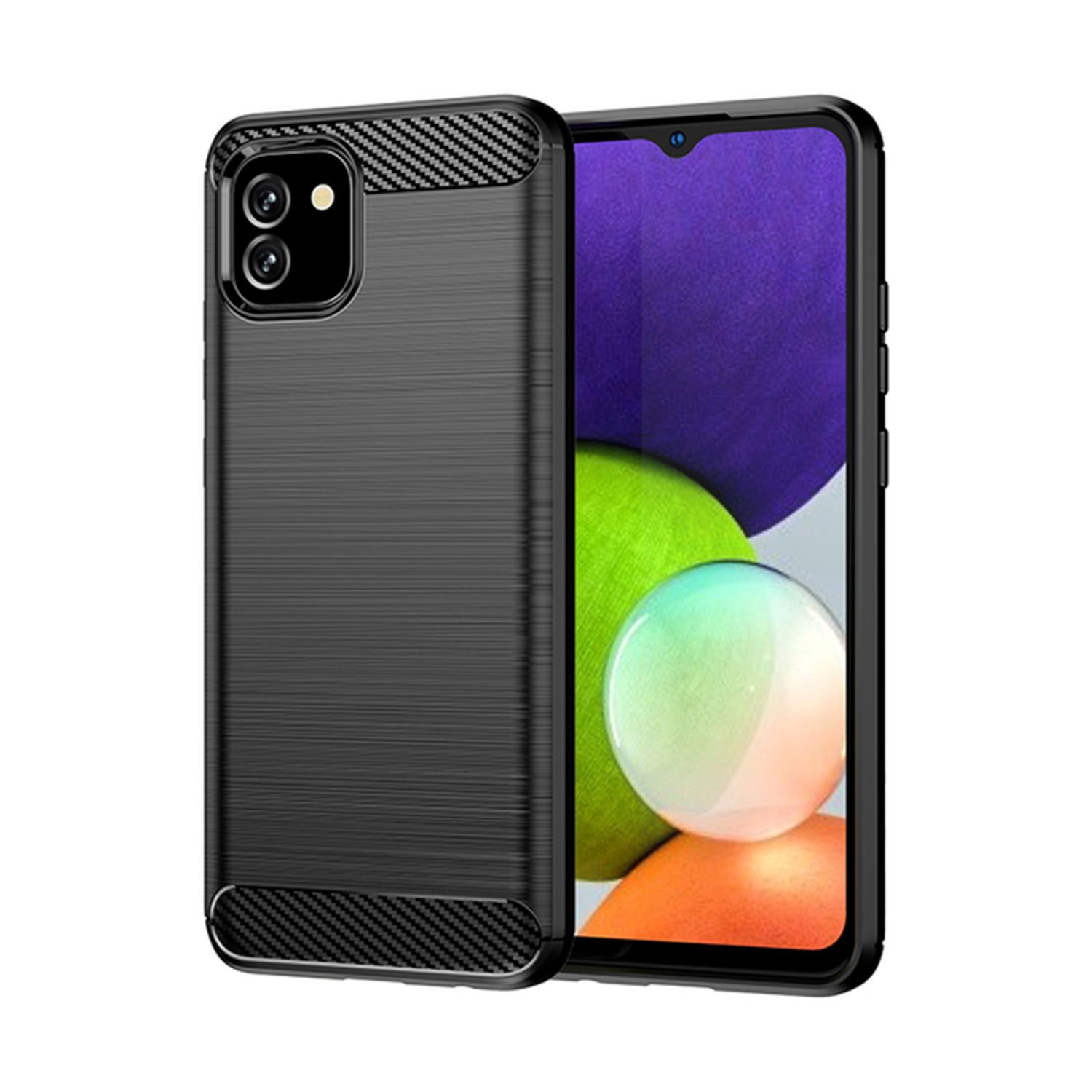Microcase Samsung Galaxy A04E Brushed Carbon Fiber Silikon Kılıf - Siyah AL3332
