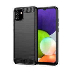 Microcase Samsung Galaxy A04E Brushed Carbon Fiber Silikon Kılıf - Siyah AL3332
